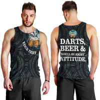 Personalized New Zealand Darts Beer Men Tank Top Paua Shell Aotearoa Maori Tattoo - Polynesian Pride