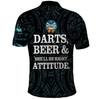 Personalized New Zealand Darts Beer Polo Shirt Paua Shell Aotearoa Maori Tattoo - Polynesian Pride