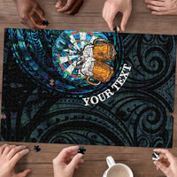 Personalized New Zealand Darts Beer Puzzle Paua Shell Aotearoa Maori Tattoo - Polynesian Pride