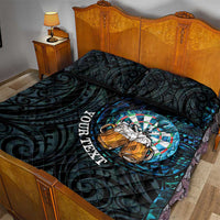 Personalized New Zealand Darts Beer Quilt Bed Set Paua Shell Aotearoa Maori Tattoo - Polynesian Pride