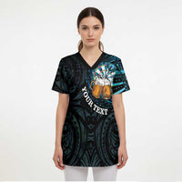 Personalized New Zealand Darts Beer Scrub Top Paua Shell Aotearoa Maori Tattoo LT14 - Polynesian Pride