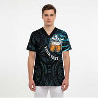 Personalized New Zealand Darts Beer Scrub Top Paua Shell Aotearoa Maori Tattoo LT14 - Polynesian Pride