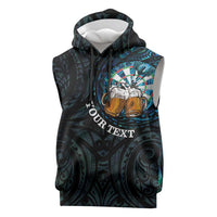 Personalized New Zealand Darts Beer Sleeveless Hoodie Paua Shell Aotearoa Maori Tattoo - Polynesian Pride