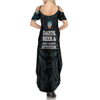 Personalized New Zealand Darts Beer Summer Maxi Dress Paua Shell Aotearoa Maori Tattoo - Polynesian Pride