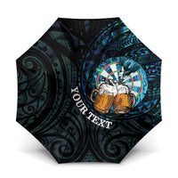 Personalized New Zealand Darts Beer Umbrella Paua Shell Aotearoa Maori Tattoo LT14 One Size Folded 11.42 inch Opened Diameter 37.4 inch Black - Polynesian Pride