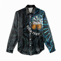 Personalized New Zealand Darts Beer Women Casual Shirt Paua Shell Aotearoa Maori Tattoo - Polynesian Pride