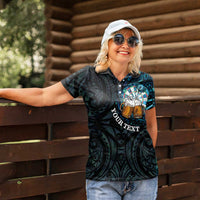 Personalized New Zealand Darts Beer Women Polo Shirt Paua Shell Aotearoa Maori Tattoo - Polynesian Pride