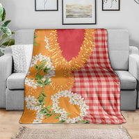 Prince Kuhio Aloha Hawaii Blanket Plumeria Ilima Lei Palaka Motifs