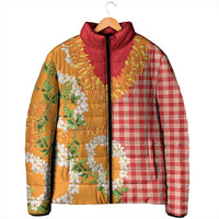 Prince Kuhio Aloha Hawaii Padded Jacket Plumeria Ilima Lei Palaka Motifs LT14 - Polynesian Pride