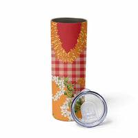 Prince Kuhio Aloha Hawaii Skinny Tumbler Plumeria Ilima Lei Palaka Motifs