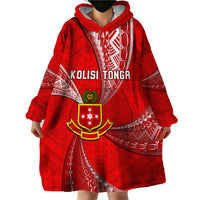 Personalised Tonga College Alete Wearable Blanket Hoodie Kolisi Tonga Ngatu Pattern LT14 - Polynesian Pride