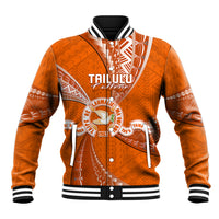 Personalised Tonga Tailulu College Baseball Jacket Tongan Ngatu Pattern LT14 Unisex Orange - Polynesian Pride