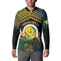 Personalised Malampa Day Button Sweatshirt Vanuatu Provinces Polynesian Pattern