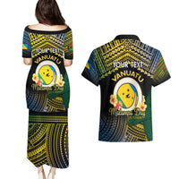 Personalised Malampa Day Couples Matching Puletasi and Hawaiian Shirt Vanuatu Provinces Polynesian Pattern