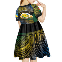 Personalised Malampa Day Kid Short Sleeve Dress Vanuatu Provinces Polynesian Pattern