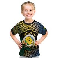 Personalised Malampa Day Kid T Shirt Vanuatu Provinces Polynesian Pattern