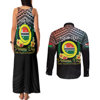 Personalised Penama Day Couples Matching Tank Maxi Dress and Long Sleeve Button Shirt Vanuatu Provinces Polynesian Pattern