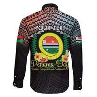 Personalised Penama Day Family Matching Off Shoulder Short Dress and Hawaiian Shirt Vanuatu Provinces Polynesian Pattern