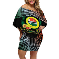 Personalised Penama Day Off Shoulder Short Dress Vanuatu Provinces Polynesian Pattern