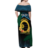 Personalised Sanma Day Off Shoulder Maxi Dress Vanuatu Provinces Polynesian Pattern
