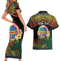 Personalised Tafea Day Couples Matching Short Sleeve Bodycon Dress and Hawaiian Shirt Vanuatu Provinces Polynesian Pattern
