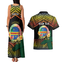 Personalised Tafea Day Couples Matching Tank Maxi Dress and Hawaiian Shirt Vanuatu Provinces Polynesian Pattern
