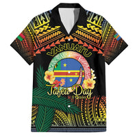 Personalised Tafea Day Family Matching Off Shoulder Short Dress and Hawaiian Shirt Vanuatu Provinces Polynesian Pattern
