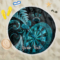 Personalised New Zealand Darts Beach Blanket Happiness Is A Tight Threesome Maori Paua Shell