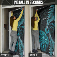 Personalised New Zealand Darts Door Cover Happiness Is A Tight Threesome Maori Paua Shell - Polynesian Pride
