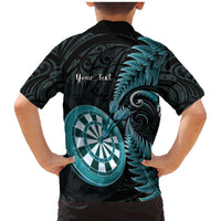 Personalised New Zealand Darts Family Matching Mermaid Dress and Hawaiian Shirt Happiness Is A Tight Threesome Maori Paua Shell
