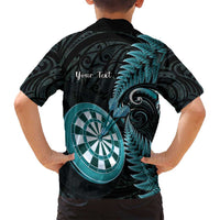 Personalised New Zealand Darts Family Matching Off Shoulder Maxi Dress and Hawaiian Shirt Happiness Is A Tight Threesome Maori Paua Shell