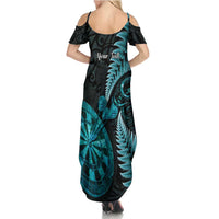 Personalised New Zealand Darts Family Matching Summer Maxi Dress and Hawaiian Shirt Happiness Is A Tight Threesome Maori Paua Shell