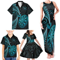 Personalised New Zealand Darts Family Matching Tank Maxi Dress and Hawaiian Shirt Happiness Is A Tight Threesome Maori Paua Shell