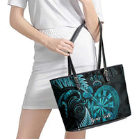 Personalised New Zealand Darts Leather Tote Bag Happiness Is A Tight Threesome Maori Paua Shell
