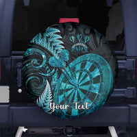 Personalised New Zealand Darts Spare Tire Cover Happiness Is A Tight Threesome Maori Paua Shell