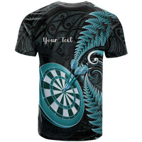Personalised New Zealand Darts T Shirt Happiness Is A Tight Threesome Maori Paua Shell