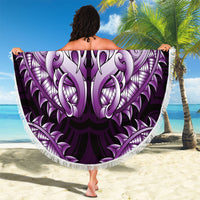 New Zealand Ta Moko Beach Blanket Aotearoa Maori Chest Tattoo Purple