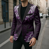 New Zealand Ta Moko Blazer Aotearoa Maori Chest Tattoo Purple