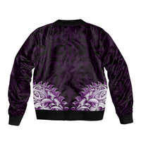New Zealand Ta Moko Bomber Jacket Aotearoa Maori Chest Tattoo Purple