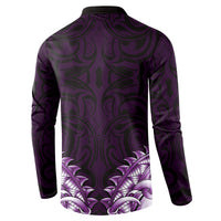 New Zealand Ta Moko Button Sweatshirt Aotearoa Maori Chest Tattoo Purple