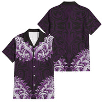 New Zealand Ta Moko Family Matching Tank Maxi Dress and Hawaiian Shirt Aotearoa Maori Chest Tattoo Purple LT14 Dad's Shirt - Short Sleeve Purple - Polynesian Pride