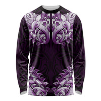 New Zealand Ta Moko Long Sleeve Shirt Aotearoa Maori Chest Tattoo Purple