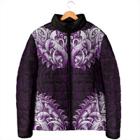 New Zealand Ta Moko Padded Jacket Aotearoa Maori Chest Tattoo Purple