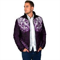 New Zealand Ta Moko Padded Jacket Aotearoa Maori Chest Tattoo Purple