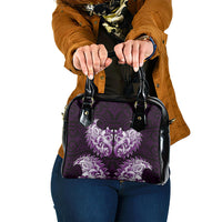 New Zealand Ta Moko Shoulder Handbag Aotearoa Maori Chest Tattoo Purple