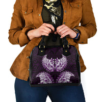 New Zealand Ta Moko Shoulder Handbag Aotearoa Maori Chest Tattoo Purple