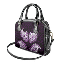 New Zealand Ta Moko Shoulder Handbag Aotearoa Maori Chest Tattoo Purple