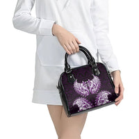 New Zealand Ta Moko Shoulder Handbag Aotearoa Maori Chest Tattoo Purple