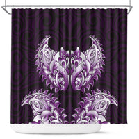 New Zealand Ta Moko Shower Curtain Aotearoa Maori Chest Tattoo Purple