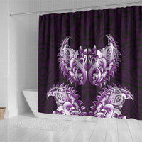 New Zealand Ta Moko Shower Curtain Aotearoa Maori Chest Tattoo Purple